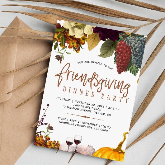 Rustiek modern Friendsgiving Thanksgiving feest Kaart