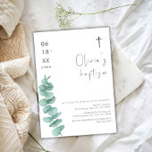 Rustiek Modern groen Eucalyptus Cross Baptism Kaart