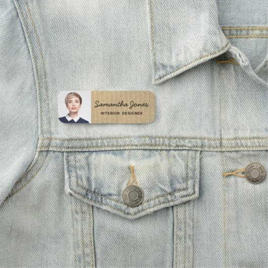 Rustiek Modern handgeschreven scriptfoto Kraft Kaa Naamplaatje (In situ)