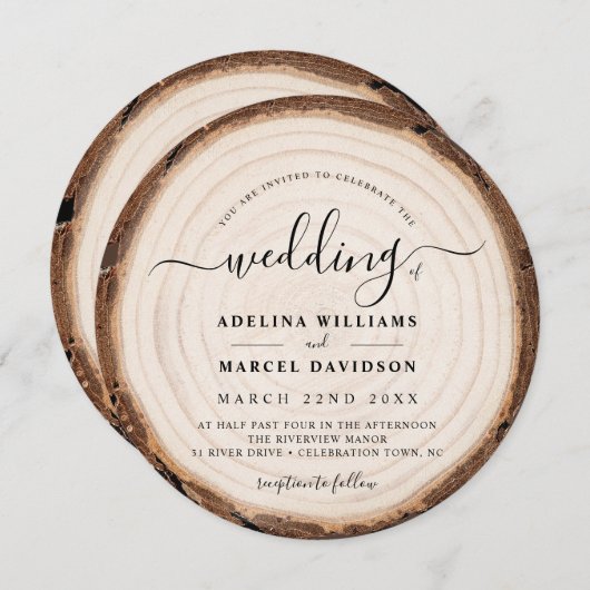 Rustiek Modern Hout Natuurlijke Elegante Schuur Br Kaart (Voorkant / Achterkant)