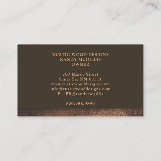 Rustiek modern houtbewerker timmerhout visitekaartje (Achterkant)