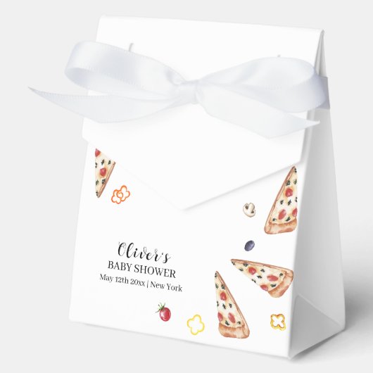Rustiek Modern Italiaans Slice Pizza Baby shower Bedankdoosjes (Voorkant)