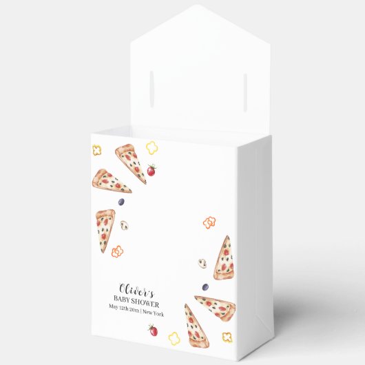 Rustiek Modern Italiaans Slice Pizza Baby shower Bedankdoosjes (Open)