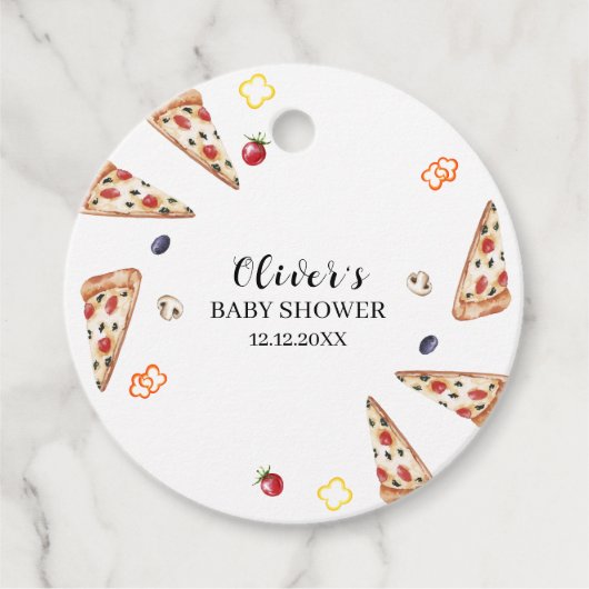 Rustiek Modern Italiaans Slice Pizza Baby shower Bedankjes Labels (Voorkant)