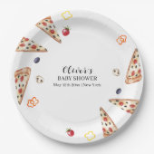 Rustiek Modern Italiaans Slice Pizza Baby shower Papieren Bordje (Voorkant)