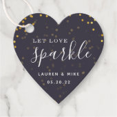 Rustiek Modern Laat Liefde Sparkle Bruiloft Hart Bedankjes Labels (Voorkant)