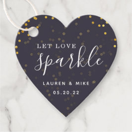 Rustiek Modern Laat Liefde Sparkle Bruiloft Hart Bedankjes Labels