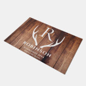 Rustiek Modern Monogrammed Deer Antlers Houten Pla Deurmat (Schuin)