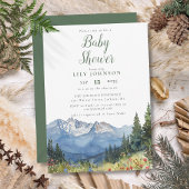 Rustiek Modern Mountain Wildflower Baby shower Kaart