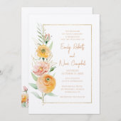 Rustiek Modern Oranje Geel Waterverf Bloemen Kaart (Voorkant / Achterkant)