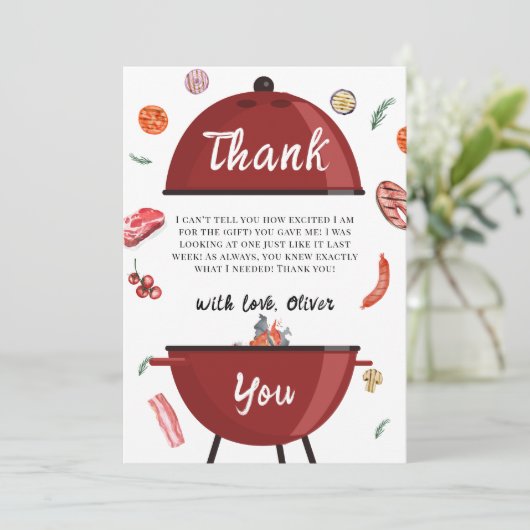 Rustiek Modern Outdoor Achtertuin BBQ Baby shower Bedankkaart (Staand voorkant)