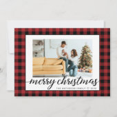 Rustiek Modern Rood Zwart Geplaagd Kerstfoto's Feestdagenkaart (Voorkant)