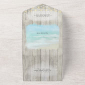 Rustiek Modern Script Strand Bruiloft All In One Uitnodiging (Buitenkant)