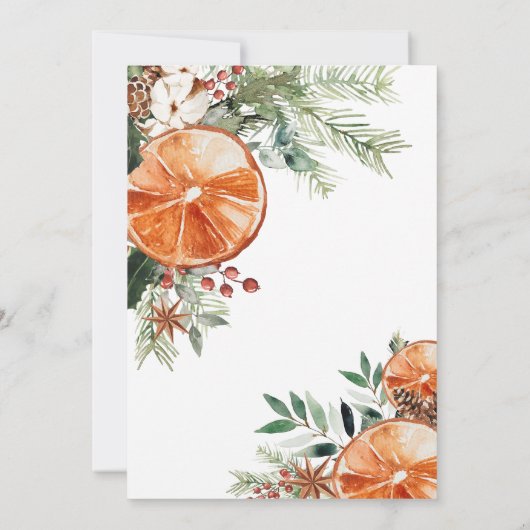 Rustiek Modern Sinaasappel Citrus Kerstfeest Kaart (Achterkant)