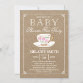 Rustiek Modern Tea Party | Baby Shower Kaart (Voorkant)