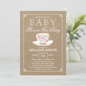Rustiek Modern Tea Party | Baby Shower Kaart (Staand voorkant)