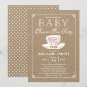 Rustiek Modern Tea Party | Baby Shower Kaart (Voorkant / Achterkant)
