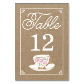 Rustiek Modern Teacup Tafelnummer (Voorkant)