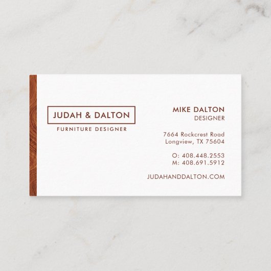 Rustiek, modern & trendy houtnerf Minimal Visitekaartje (Achterkant)