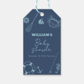 Rustiek Modern Vissen Nautical Boy Baby Showe Cadeaulabel (Voorkant)