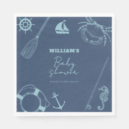Rustiek Modern Vissen Nautisch Boy Baby shower Servet