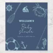 Rustiek Modern Vissen Nautisch Boy Baby shower Wijn Etiket (Enkel label)