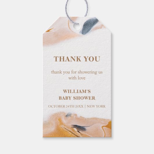 Rustiek Modern Waterverf Abstract Baby shower Cadeaulabel (Voorkant)