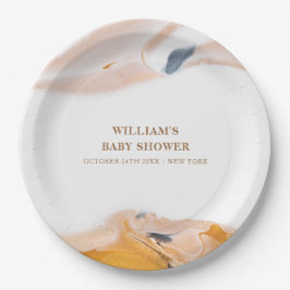 Rustiek Modern Waterverf Abstract Baby shower Papieren Bordje