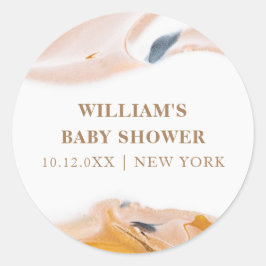 Rustiek Modern Waterverf Abstract Baby shower Ronde Sticker