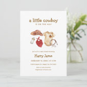 Rustiek Modern Western Little Cowboy Baby shower Kaart (Staand voorkant)