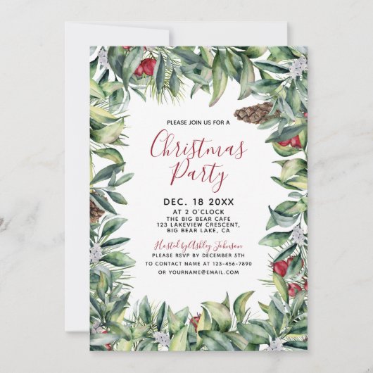 Rustiek Modern Wood Krans Script Kerstfeest Kaart (Voorkant)