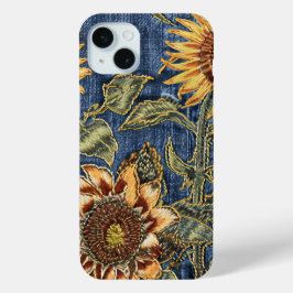 Rustiek Modern Zonnebloem en Denim iPhone case