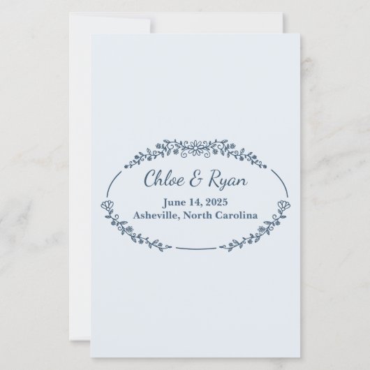 Rustiek Monochrome Bloemen Trouwmenu (Achterkant)