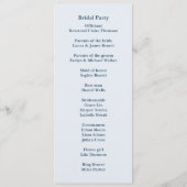 Rustiek monochroom bloemenhuwelijksprogramma programmakaart (Achterkant)