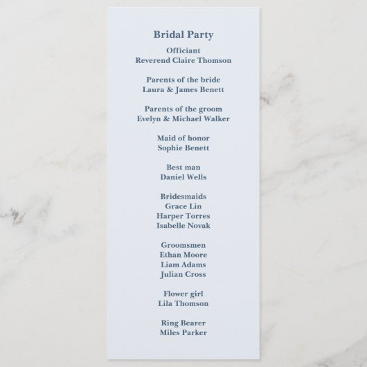 Rustiek monochroom bloemenhuwelijksprogramma programmakaart (Achterkant)