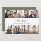 Rustiek monogram 8 foto collage vakantie kaart (Voorkant / Achterkant)