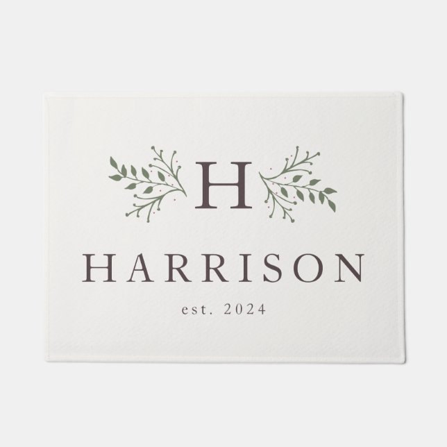 Rustiek monogram aangepaste deurmat (Voorkant)