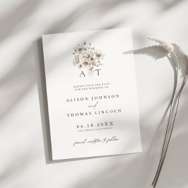 Rustiek Monogram Bloemen Bruiloft Save The Date Ka Kaart