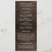 Rustiek Monogram bruiloft ceremonie plat programma Programmakaart (Achterkant)