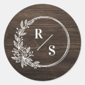 Rustiek Monogram Bruiloft Stickers Envelop Seals (Voorkant)