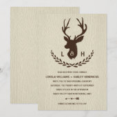 Rustiek monogram | Country Chic Stag Wedding Kaart (Voorkant / Achterkant)