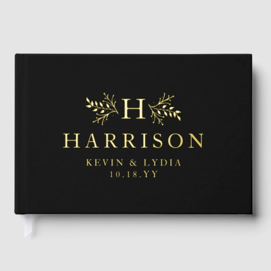 Rustiek monogram eenvoudig initiaal en naam bruilo gastenboek (Voorkant)