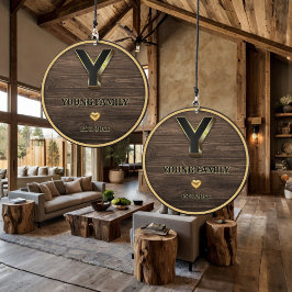 Rustiek Monogram Elegant Goud Familie Huis Windgong