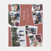 Rustiek monogram familie collage 7 foto stoffig ro fleece deken (Voorkant)