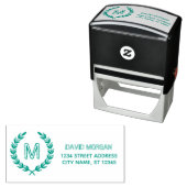 Rustiek Monogram Familienaam Adres Aangepast Zelfinktende Stempel (In situ)