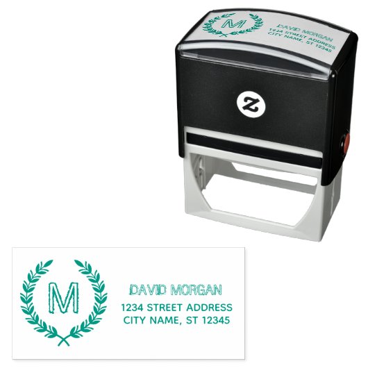 Rustiek Monogram Familienaam Adres Aangepast Zelfinktende Stempel (In situ)