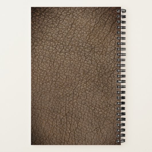 Rustiek monogram goud script naam leer notitieboek (Achterkant)