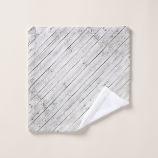 Rustiek Monogram Grijs Hout Wandelen Beer Familien Bad Handdoek (Wasdoekje)