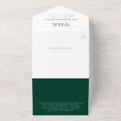 Rustiek monogram groen afneembare vakantiefoto all in one uitnodiging (Buitenkant)