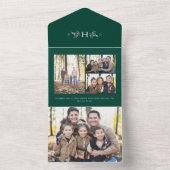 Rustiek monogram groen afneembare vakantiefoto all in one uitnodiging (Binnen)